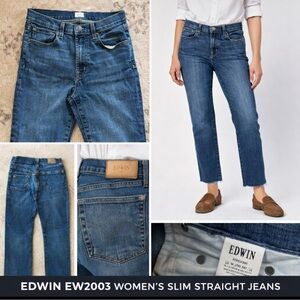 Edwin Nash EW2003 Slim Straight Jeans Womens 26 Medium Wash Stretch Denim USA